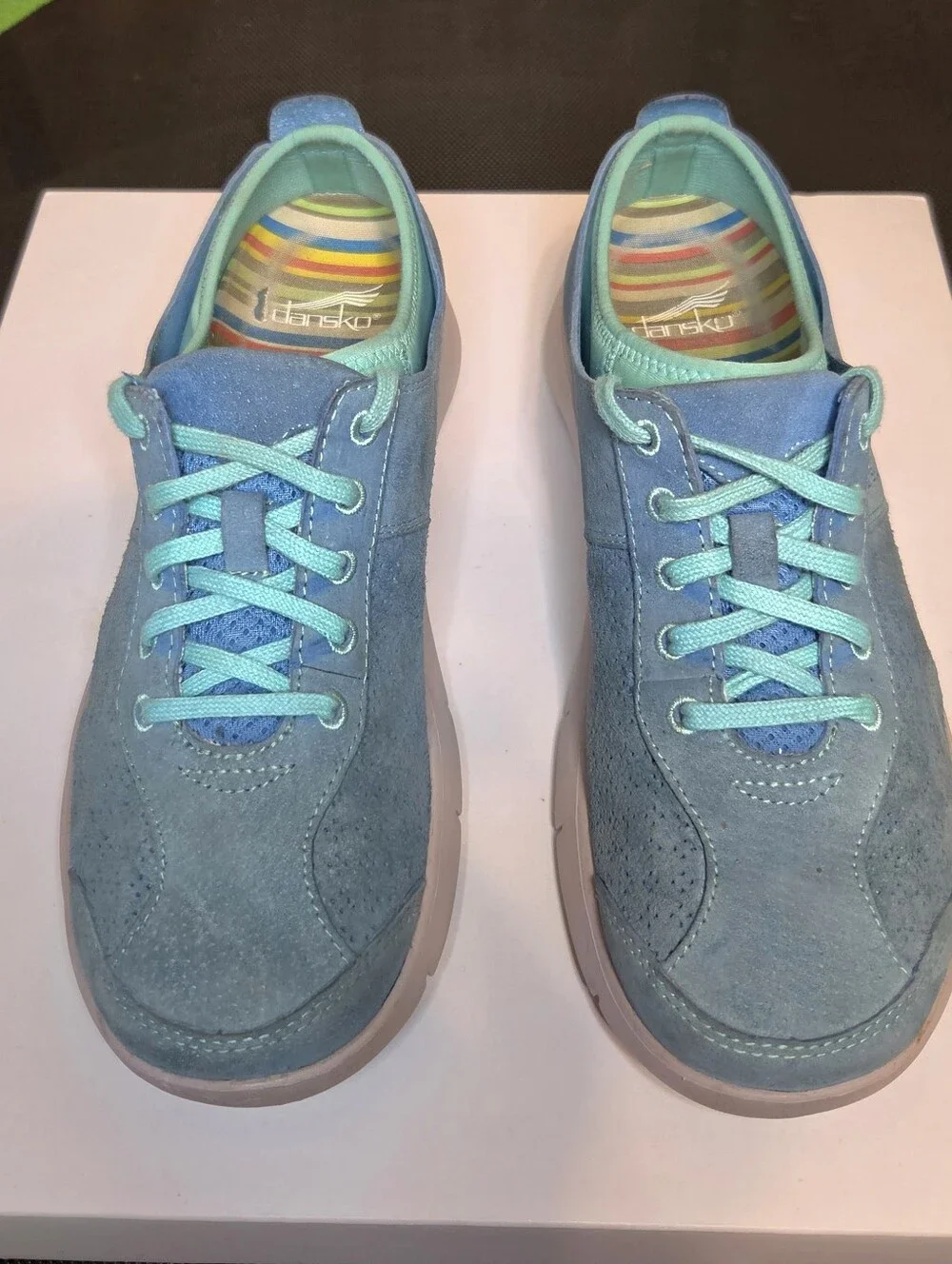 Dansko Women’s Size 39 (8.5 US) Elise Blue & Green Suede Casual Comfort Sneakers